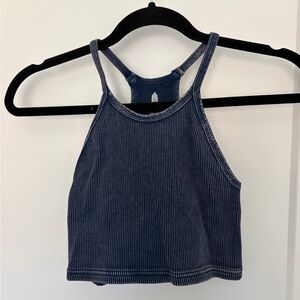 Ribbed FP Movement Blue Halter Crop Top